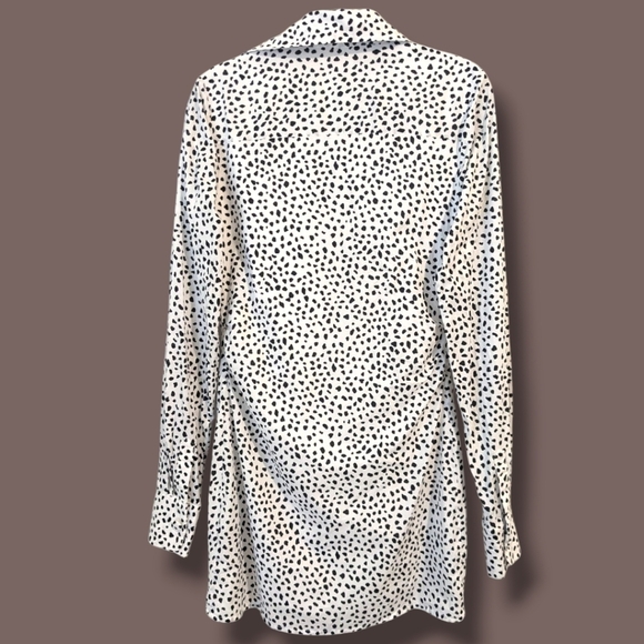 Lovers And Friends Black White Leopard Long Sleeve Plunging Neck Tie Mini Dress - Picture 2 of 12